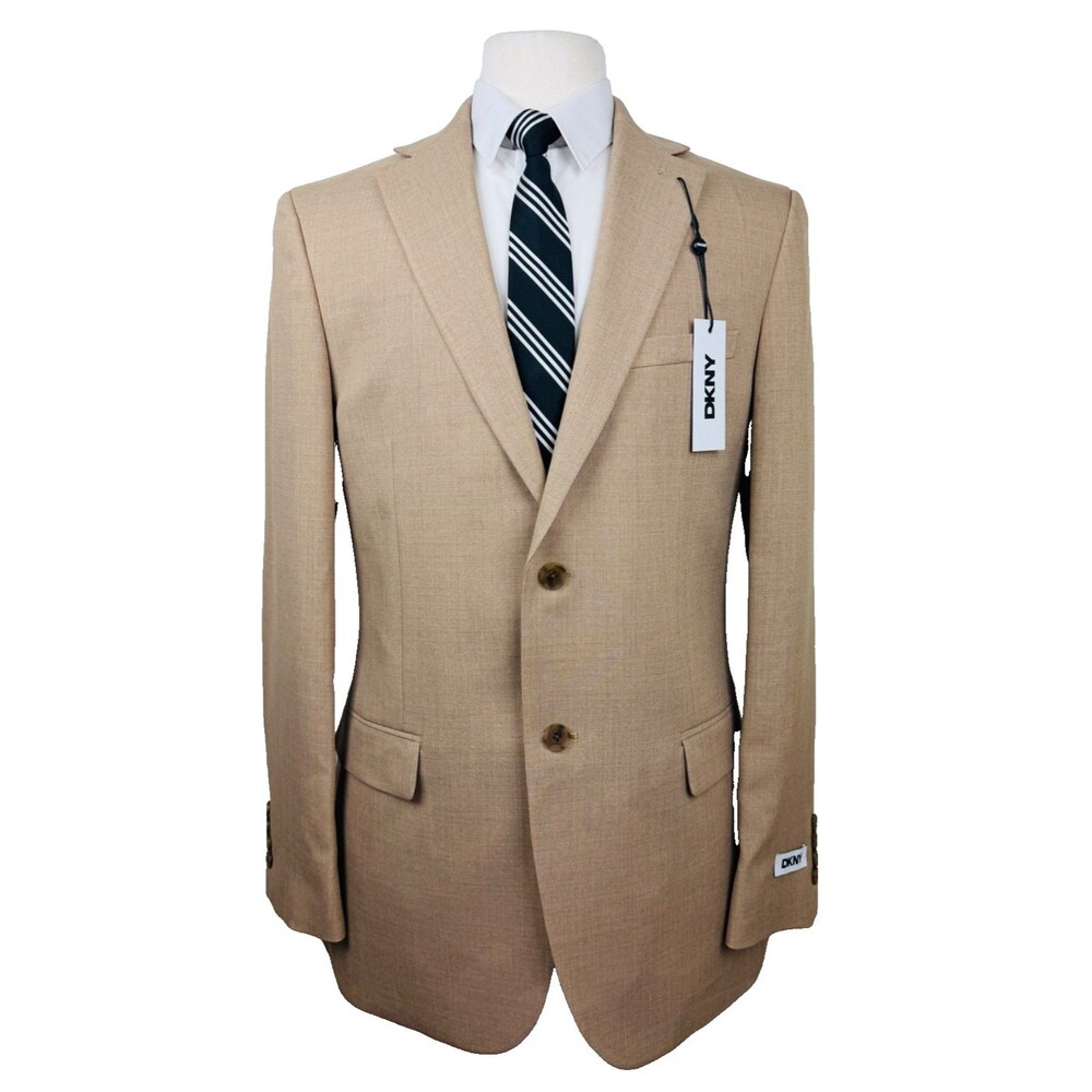 $395 NEW DKNY MENS 40R SOLID TAN SOFT STRETCH BLAZER SPORT COAT SUIT JACKET ONLY